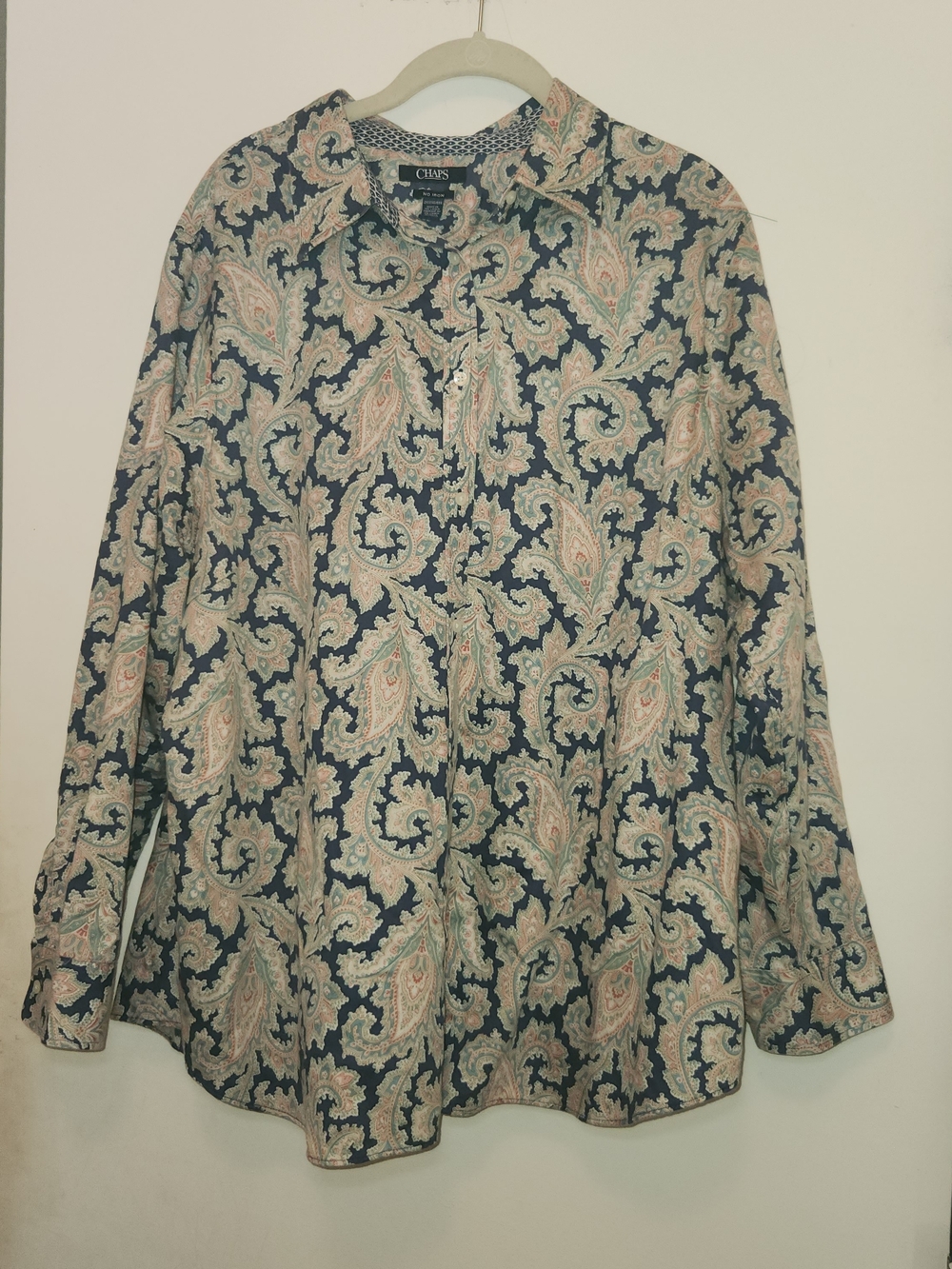 Chaps Navy Paisley Button-Up Shirt 2X